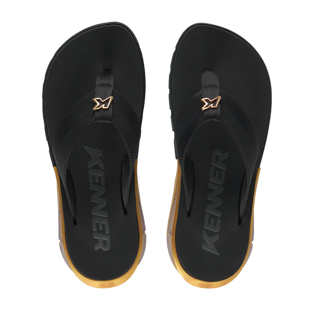 Sandália Kenner Orak Preto Com Dourado